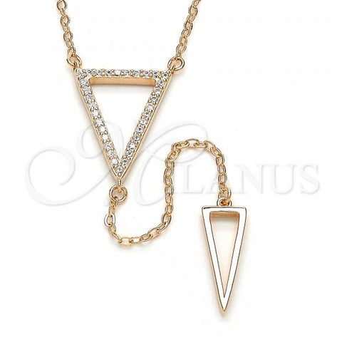 Sterling Silver Fancy Necklace, with White Micro Pave, Polished, Rose Gold Finish, 04.286.0005.1.16