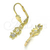 Oro Laminado Dangle Earring, Gold Filled Style Little Girl Design, with White Micro Pave, Polished, Golden Finish, 02.316.0064