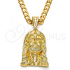 Oro Laminado Religious Pendant, Gold Filled Style Jesus Design, Diamond Cutting Finish, Golden Finish, 05.120.0034