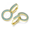Oro Laminado Huggie Hoop, Gold Filled Style with Turquoise Micro Pave, Polished, Golden Finish, 02.284.0031.5.15
