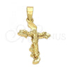 Oro Laminado Religious Pendant, Gold Filled Style Buffalo Design, Golden Finish, 5.191.018