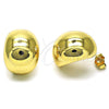 Oro Laminado Stud Earring, Gold Filled Style Chunky Design, Polished, Golden Finish, 02.156.0680