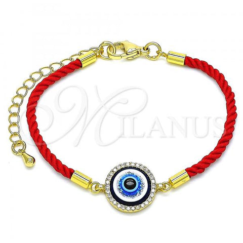Oro Laminado Fancy Bracelet, Gold Filled Style Evil Eye Design, Polished, Golden Finish, 03.381.0025.06