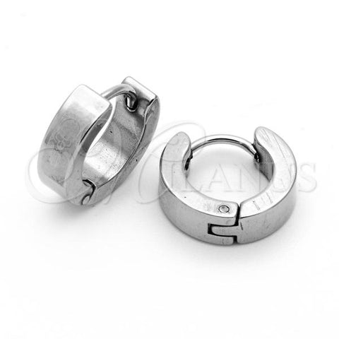 Stainless Steel Small Hoop, Skull Design, Matte Finish, Steel Finish, 02.63.2505