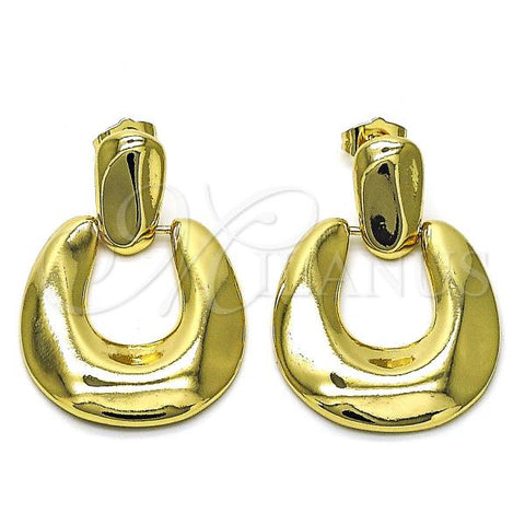 Oro Laminado Stud Earring, Gold Filled Style Chunky Design, Polished, Golden Finish, 02.163.0295