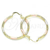 Oro Laminado Medium Hoop, Gold Filled Style Diamond Cutting Finish, Tricolor, 02.213.0242.40