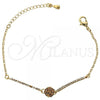 Oro Laminado Fancy Bracelet, Gold Filled Style Flower Design, with Cubic Zirconia, Golden Finish, 03.171.0006