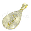 Oro Laminado Religious Pendant, Gold Filled Style San Judas Design, Polished, Golden Finish, 05.213.0099