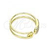 Oro Laminado Multi Stone Ring, Gold Filled Style Paperclip Design, with White Micro Pave, Polished, Golden Finish, 01.213.0004