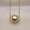 Oro Laminado Pendant Necklace, Gold Filled Style Ball and Box Design, Polished, Golden Finish, 04.213.0309.16