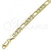 Oro Laminado Basic Anklet, Gold Filled Style Figaro Design, Polished, Golden Finish, 04.213.0252.12