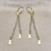 Oro Laminado Long Earring, Gold Filled Style Teddy Bear Design, with Cubic Zirconia, Golden Finish, 5.085.007