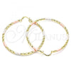 Oro Laminado Extra Large Hoop, Gold Filled Style Diamond Cutting Finish, Tricolor, 02.213.0250.60