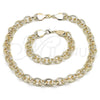 Oro Laminado Necklace and Bracelet, Gold Filled Style Chunky Design, Polished, Golden Finish, 06.331.0001