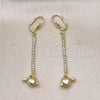 Oro Laminado Long Earring, Gold Filled Style Heart Design, with Cubic Zirconia, Golden Finish, 5.111.001