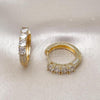 Oro Laminado Huggie Hoop, Gold Filled Style with White Cubic Zirconia and White Micro Pave, Polished, Golden Finish, 02.210.0854.25