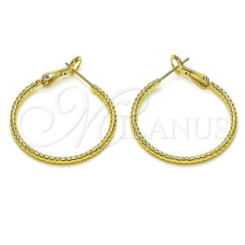 Oro Laminado Medium Hoop, Gold Filled Style Diamond Cutting Finish, Golden Finish, 02.93.0007.30