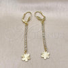 Oro Laminado Long Earring, Gold Filled Style Star Design, with Cubic Zirconia, Golden Finish, 5.086.001