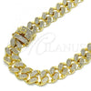 Oro Laminado Basic Necklace, Gold Filled Style with White Micro Pave, Polished, Golden Finish, 03.284.0015.24