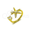 Oro Laminado Multi Stone Ring, Gold Filled Style Star Design, with White Cubic Zirconia, Polished, Golden Finish, 01.341.0174