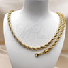 Oro Laminado Necklace and Bracelet, Gold Filled Style Rope Design, Polished, Golden Finish, 06.257.0001