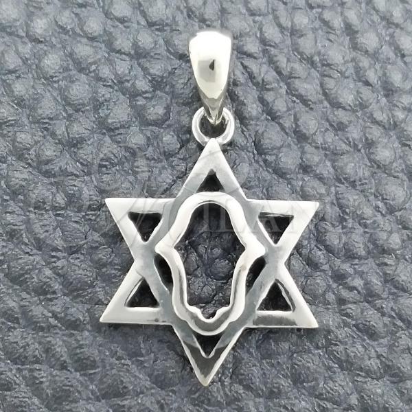 Sterling Silver Religious Pendant, Star of David Design, Polished, Silver Finish, 05.396.0009