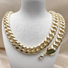 Oro Laminado Necklace and Bracelet, Gold Filled Style Miami Cuban Design, Polished, Golden Finish, 06.331.0008