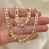 Oro Laminado Basic Necklace, Gold Filled Style Figaro Design, Polished, Golden Finish, 04.213.0252.24