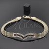 Oro Laminado Fancy Bracelet, Gold Filled Style with Black and White Cubic Zirconia, Polished, Golden Finish, 012.003.07