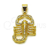 Oro Laminado Religious Pendant, Gold Filled Style Scorpion Design, Polished, Golden Finish, 05.120.0096