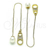 Oro Laminado Threader Earring, Gold Filled Style with White Micro Pave, Polished, Golden Finish, 02.210.0809
