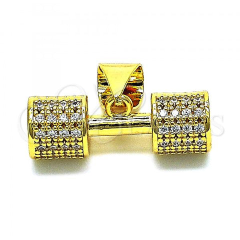 Oro Laminado Fancy Pendant, Gold Filled Style with White Micro Pave, Polished, Golden Finish, 05.342.0139