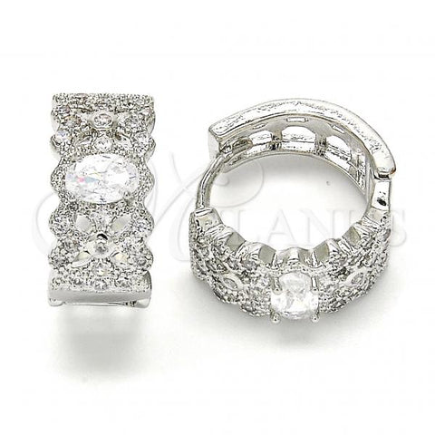 Rhodium Plated Huggie Hoop, with White Cubic Zirconia, Polished, Rhodium Finish, 02.210.0116.1.20