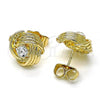 Oro Laminado Stud Earring, Gold Filled Style Love Knot Design, with White Cubic Zirconia, Polished, Golden Finish, 02.213.0166