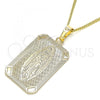 Oro Laminado Pendant Necklace, Gold Filled Style Guadalupe Design, Polished, Golden Finish, 04.106.0057.1.20