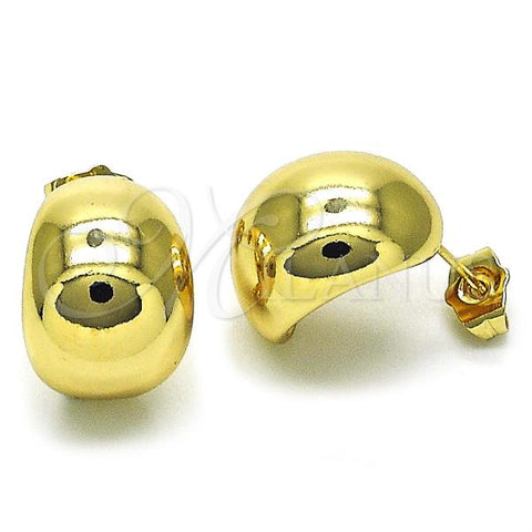 Oro Laminado Stud Earring, Gold Filled Style Chunky Design, Polished, Golden Finish, 02.156.0681
