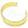 Oro Laminado Individual Bangle, Gold Filled Style Flower Design, Diamond Cutting Finish, Golden Finish, 07.168.0013