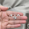 Sterling Silver Earring and Pendant Adult Set, Dolphin Design, with White Crystal, Polished, Silver Finish, 10.406.0001