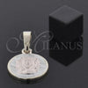 Oro Laminado Religious Pendant, Gold Filled Style Jesus Design, Diamond Cutting Finish, Tricolor, 05.163.0036.1