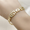 Oro Laminado Fancy Bracelet, Gold Filled Style Greek Key Design, Polished, Golden Finish, 03.213.0389.07