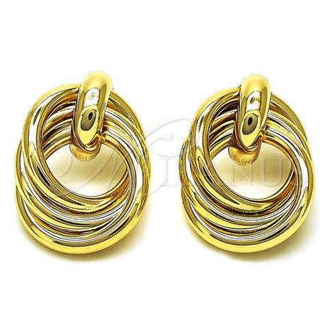 Oro Laminado Stud Earring, Gold Filled Style Chunky Design, Polished, Golden Finish, 02.213.0529