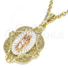 Oro Laminado Religious Pendant, Gold Filled Style San Judas Design, Polished, Tricolor, 05.380.0047.1