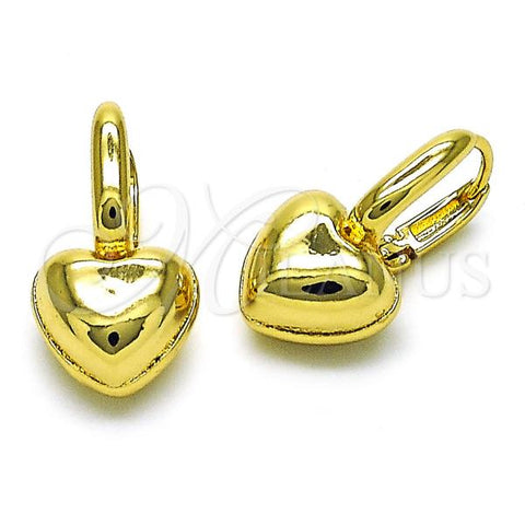 Oro Laminado Huggie Hoop, Gold Filled Style Heart Design, Polished, Golden Finish, 02.341.0195.12