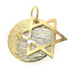 Oro Laminado Religious Pendant, Gold Filled Style Hand of God Design, Diamond Cutting Finish, Golden Finish, 05.32.0024