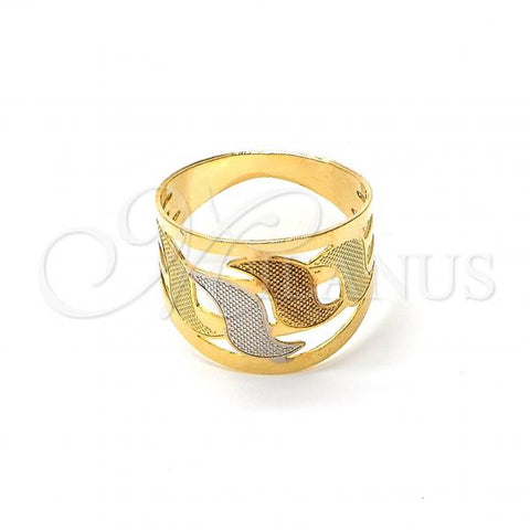 Oro Laminado Elegant Ring, Gold Filled Style Diamond Cutting Finish, Tricolor, 117.019.08 (Size 8)