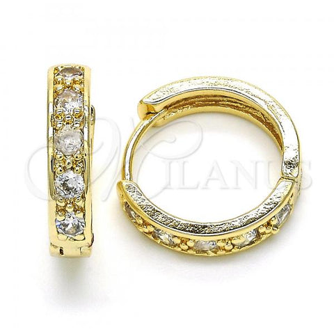 Oro Laminado Huggie Hoop, Gold Filled Style with White Cubic Zirconia, Polished, Golden Finish, 02.210.0052.1.20