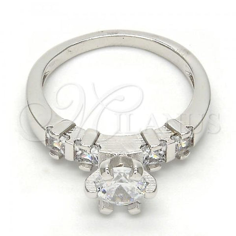 Rhodium Plated Multi Stone Ring, with White Cubic Zirconia, Polished, Rhodium Finish, 01.99.0050.1.09 (Size 9)