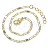 Oro Laminado Basic Anklet, Gold Filled Style Pave Mariner Design, Polished, Golden Finish, 04.213.0215.10