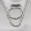 Stainless Steel Necklace and Bracelet, Rope Design, Polished, Steel Finish, 06.116.0022