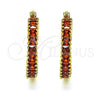 Oro Laminado Small Hoop, Gold Filled Style with Garnet Cubic Zirconia, Polished, Golden Finish, 02.210.0281.10.20